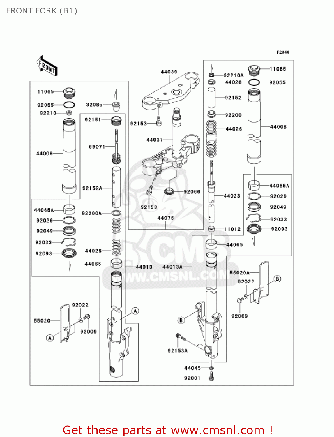 FRONT FORK (B1) VN1600B1 VULCAN 1600 MEANSTREAK 2004 USA CALIFORNIA CANADA