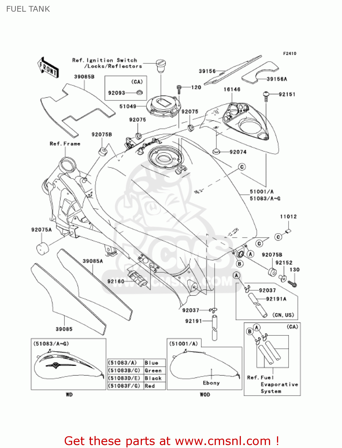 FUEL TANK VN1600B1 VULCAN 1600 MEANSTREAK 2004 USA CALIFORNIA CANADA