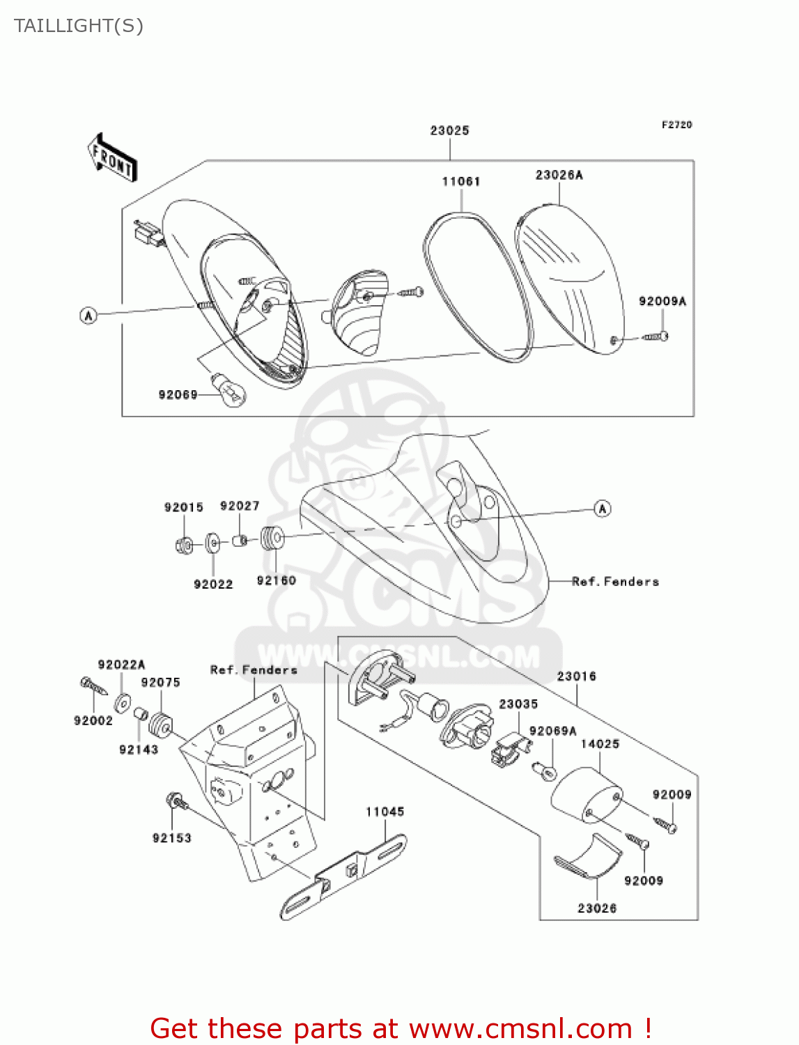 TAILLIGHT(S) VN1600B1 VULCAN 1600 MEANSTREAK 2004 USA CALIFORNIA CANADA