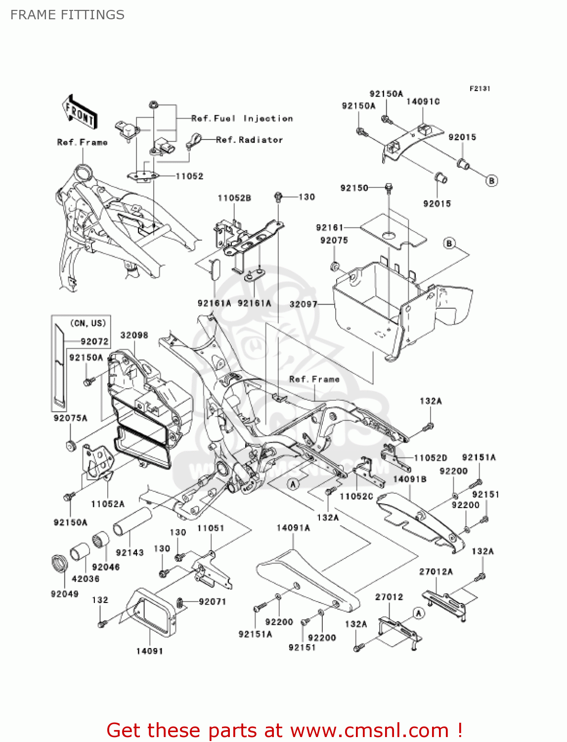 FRAME FITTINGS VN1600B1 VULCAN 1600 MEANSTREAK 2004 USA CALIFORNIA CANADA
