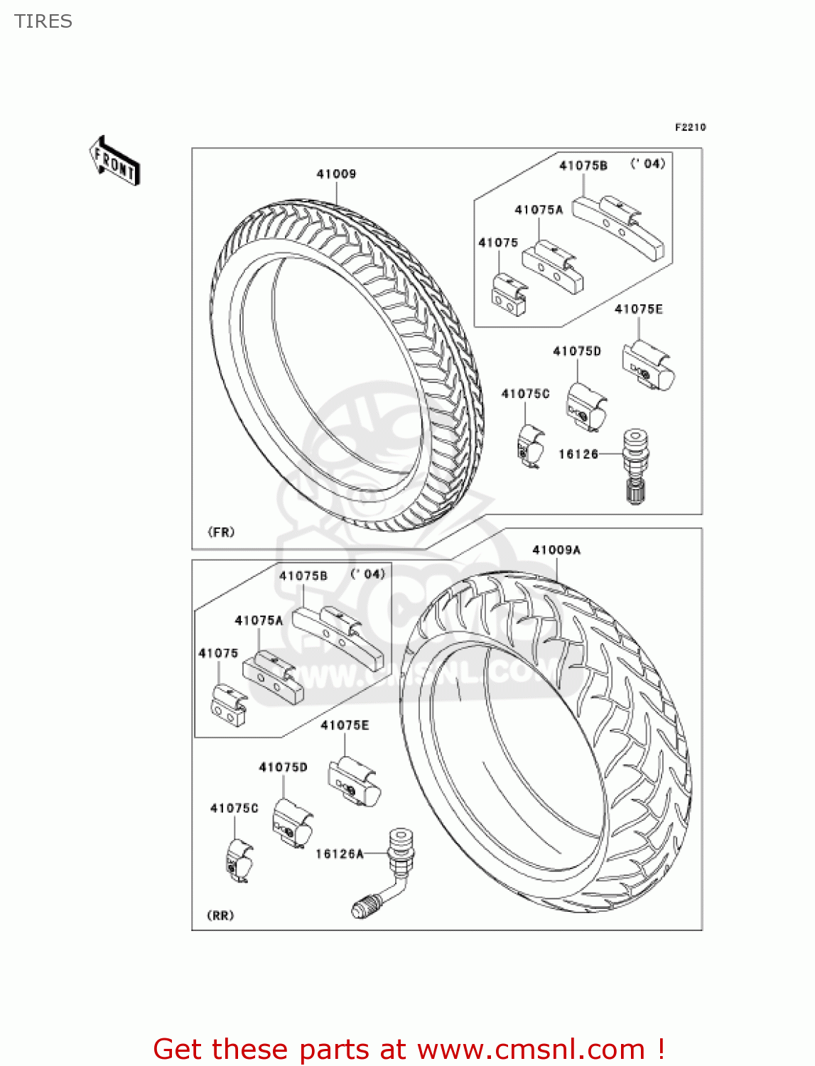 TIRES VN1600B1 VULCAN 1600 MEANSTREAK 2004 USA CALIFORNIA CANADA