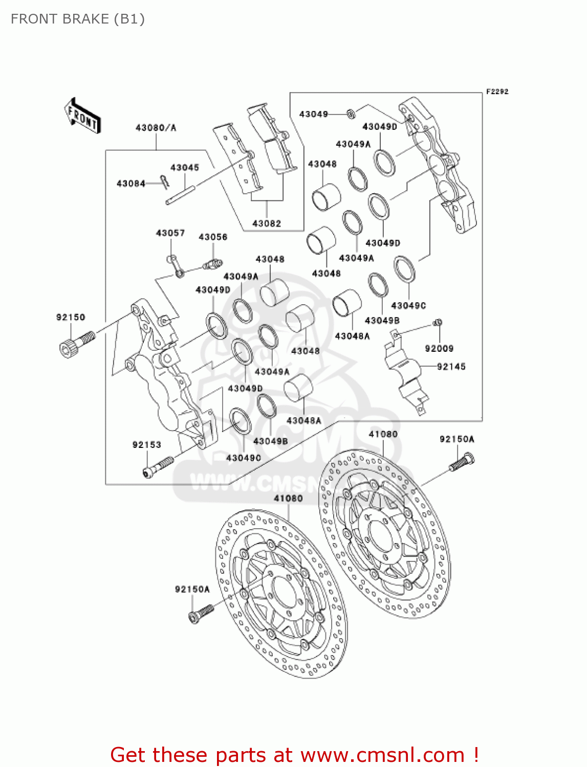 FRONT BRAKE (B1) VN1600B1 VULCAN 1600 MEANSTREAK 2004 USA CALIFORNIA CANADA