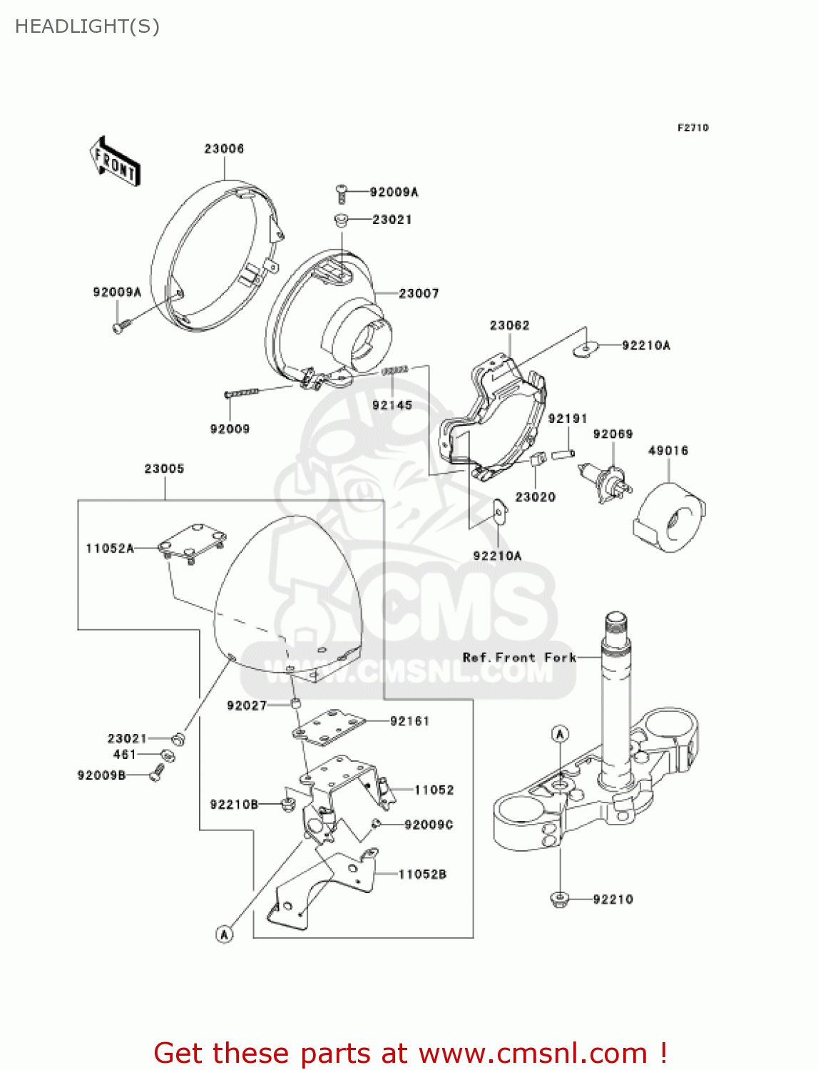 HEADLIGHT(S) VN1600B2 VULCAN 1600 MEANSTREAK 2005 USA CALIFORNIA CANADA