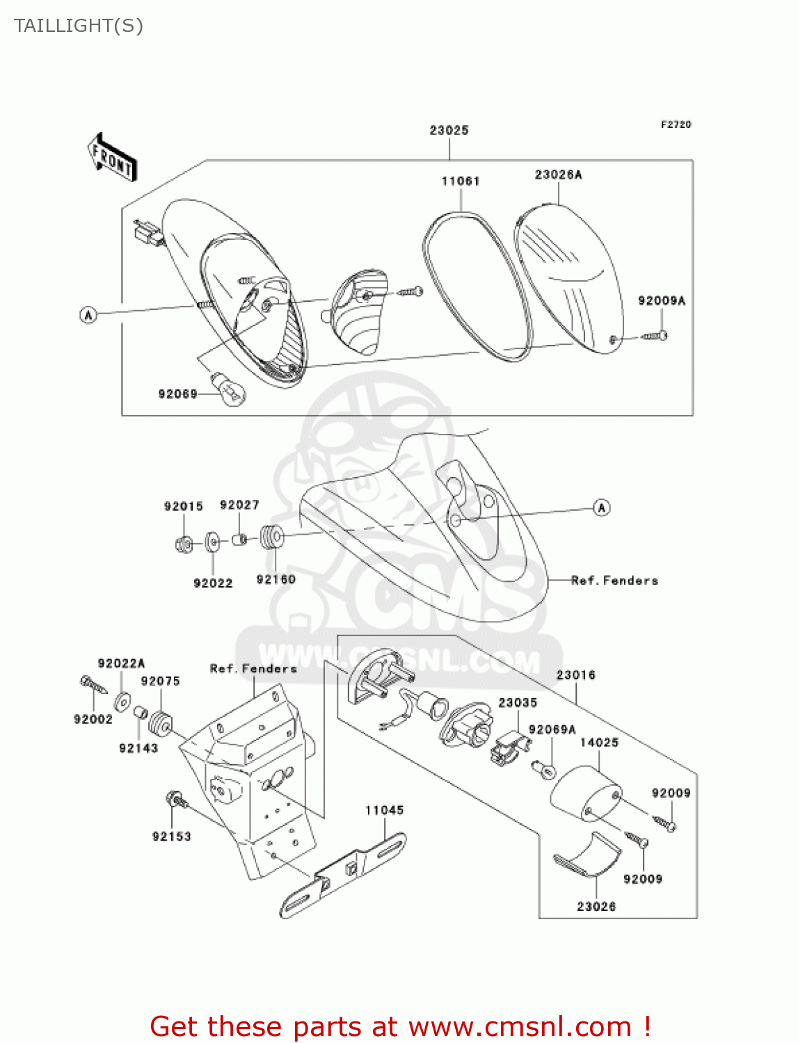 TAILLIGHT(S) VN1600B2 VULCAN 1600 MEANSTREAK 2005 USA CALIFORNIA CANADA