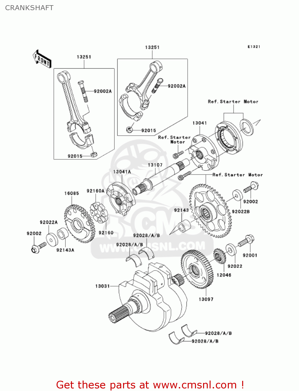 CRANKSHAFT VN1600B2 VULCAN 1600 MEANSTREAK 2005 USA CALIFORNIA CANADA
