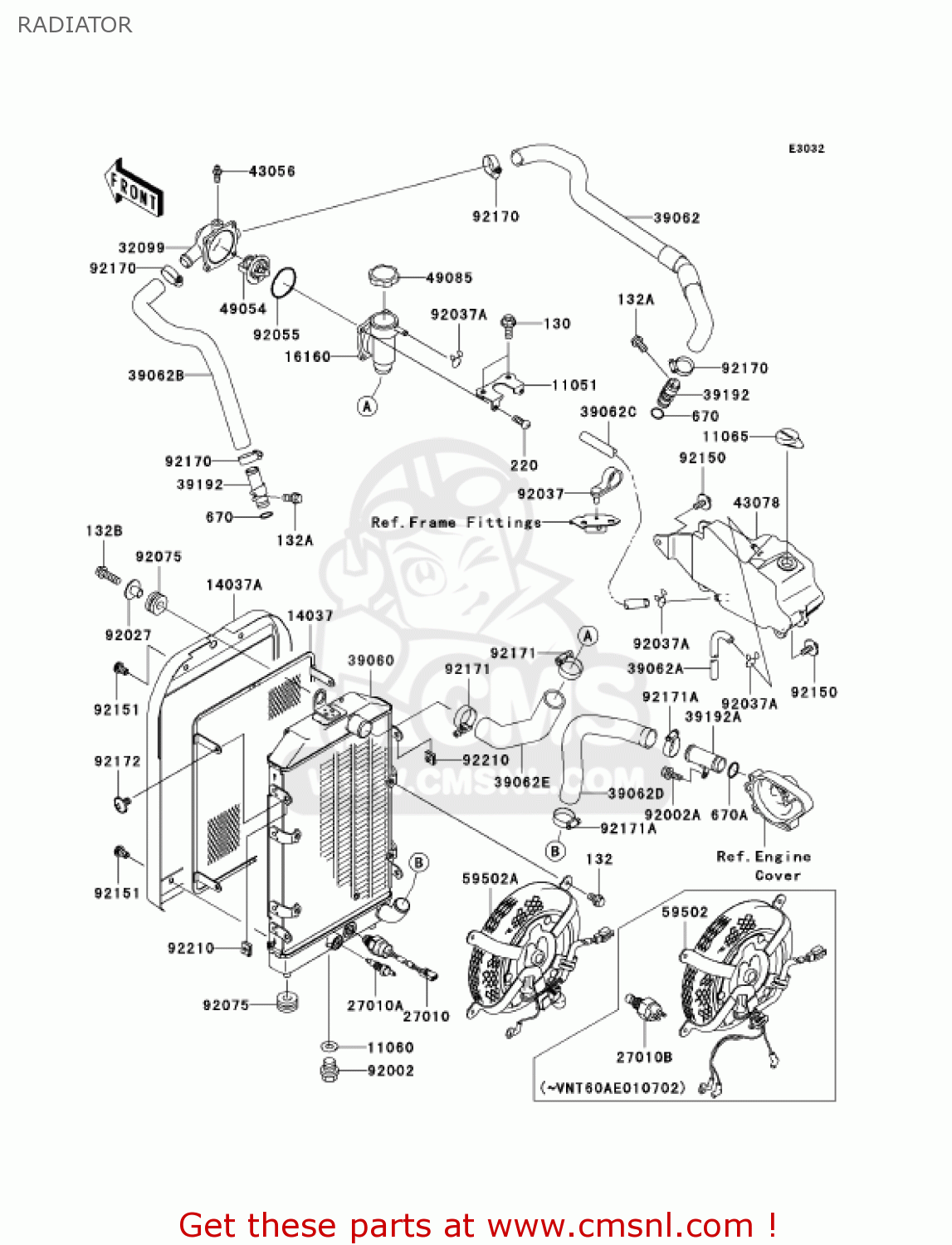 RADIATOR VN1600B2 VULCAN 1600 MEANSTREAK 2005 USA CALIFORNIA CANADA