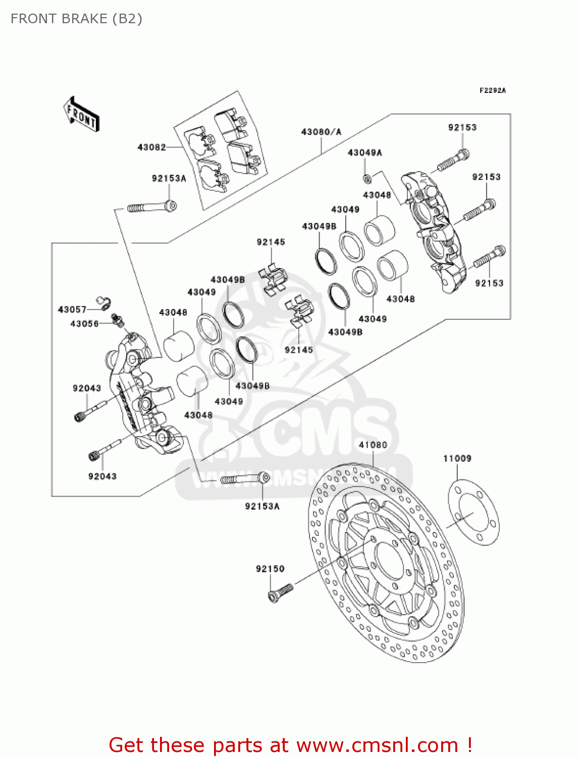 FRONT BRAKE (B2) VN1600B2 VULCAN 1600 MEANSTREAK 2005 USA CALIFORNIA CANADA