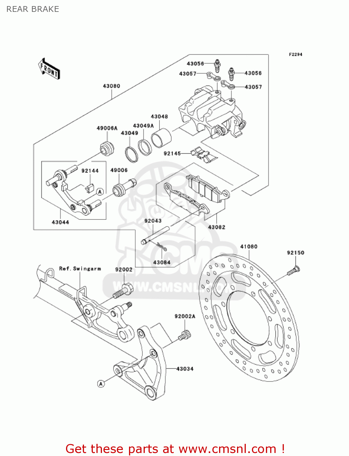 REAR BRAKE VN1600B2 VULCAN 1600 MEANSTREAK 2005 USA CALIFORNIA CANADA