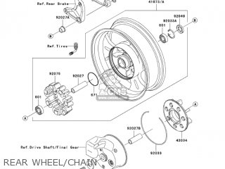 REAR WHEEL/CHAIN - VN1600B2 VULCAN 1600 MEANSTREAK 2005 USA CALIFORNIA CANADA