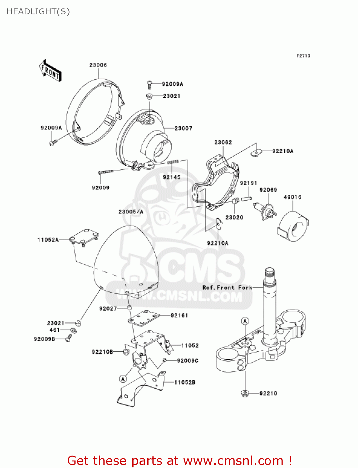 HEADLIGHT(S) VN1600B6F VULCAN 1600 MEANSTREAK 2006 USA CALIFORNIA CANADA