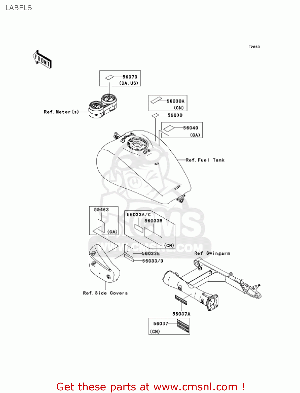 LABELS VN1600B6F VULCAN 1600 MEANSTREAK 2006 USA CALIFORNIA CANADA