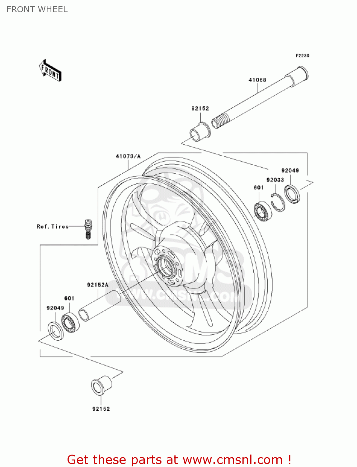 FRONT WHEEL VN1600B6F VULCAN 1600 MEANSTREAK 2006 USA CALIFORNIA CANADA