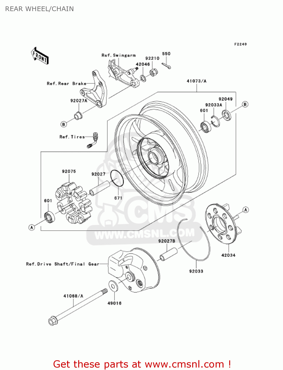REAR WHEEL/CHAIN VN1600B6F VULCAN 1600 MEANSTREAK 2006 USA CALIFORNIA CANADA