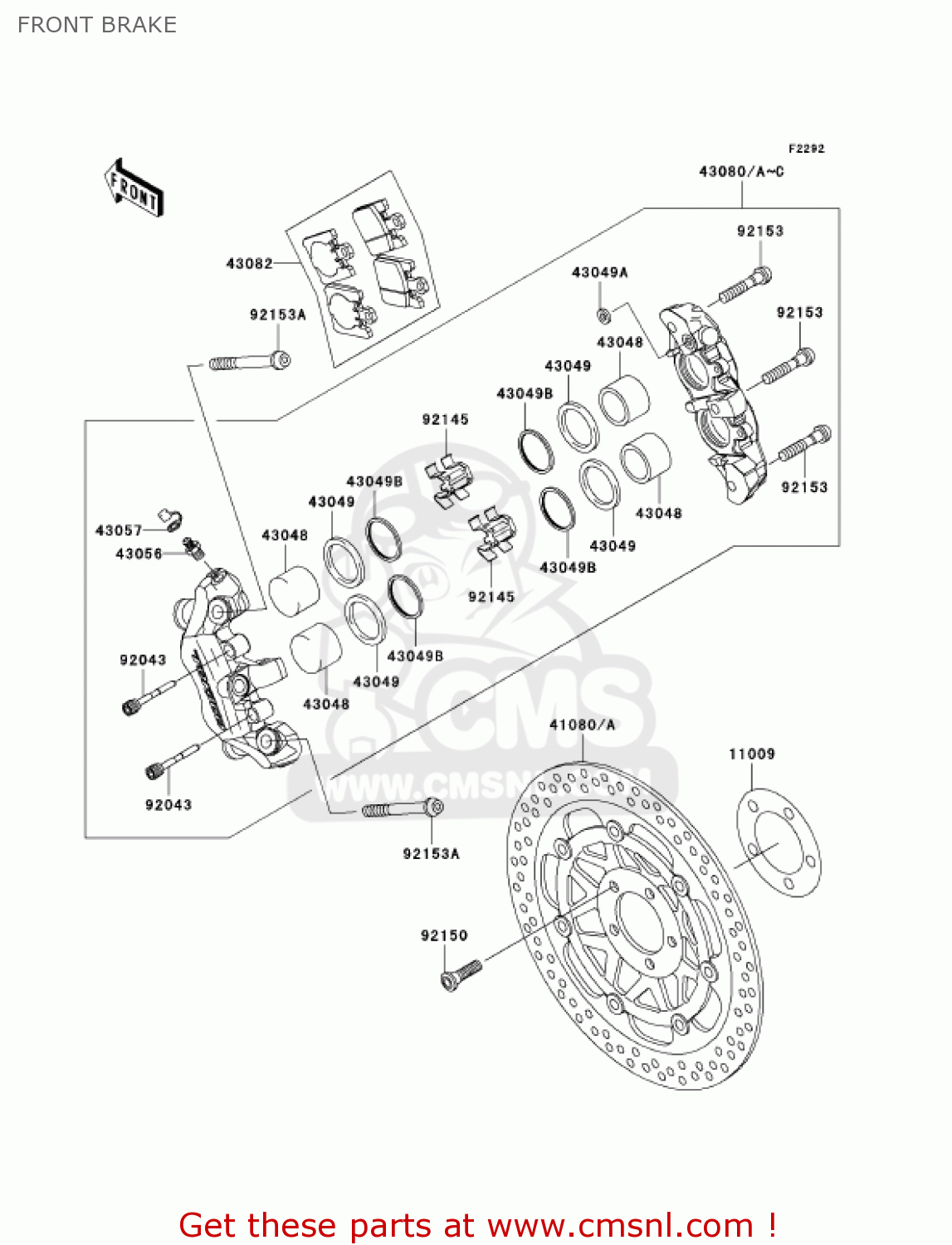 FRONT BRAKE VN1600B6F VULCAN 1600 MEANSTREAK 2006 USA CALIFORNIA CANADA