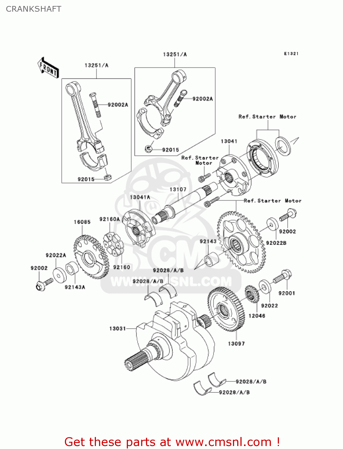 CRANKSHAFT VN1600B6F VULCAN 1600 MEANSTREAK 2006 USA CALIFORNIA CANADA