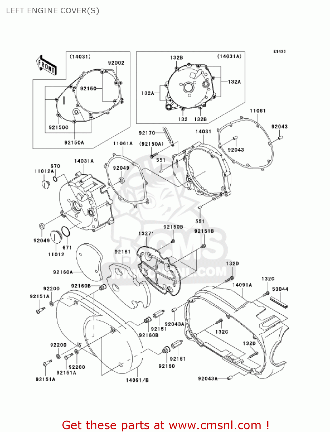 LEFT ENGINE COVER(S) VN1600B6F VULCAN 1600 MEANSTREAK 2006 USA CALIFORNIA CANADA