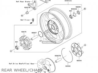 REAR WHEEL/CHAIN - VN1600B6F VULCAN 1600 MEANSTREAK 2006 USA CALIFORNIA CANADA