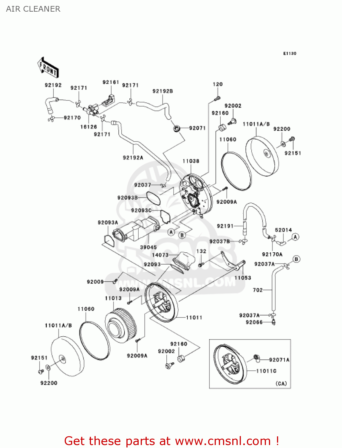 AIR CLEANER VN1600B7F VULCAN 1600 MEANSTREAK 2007 USA CALIFORNIA CANADA