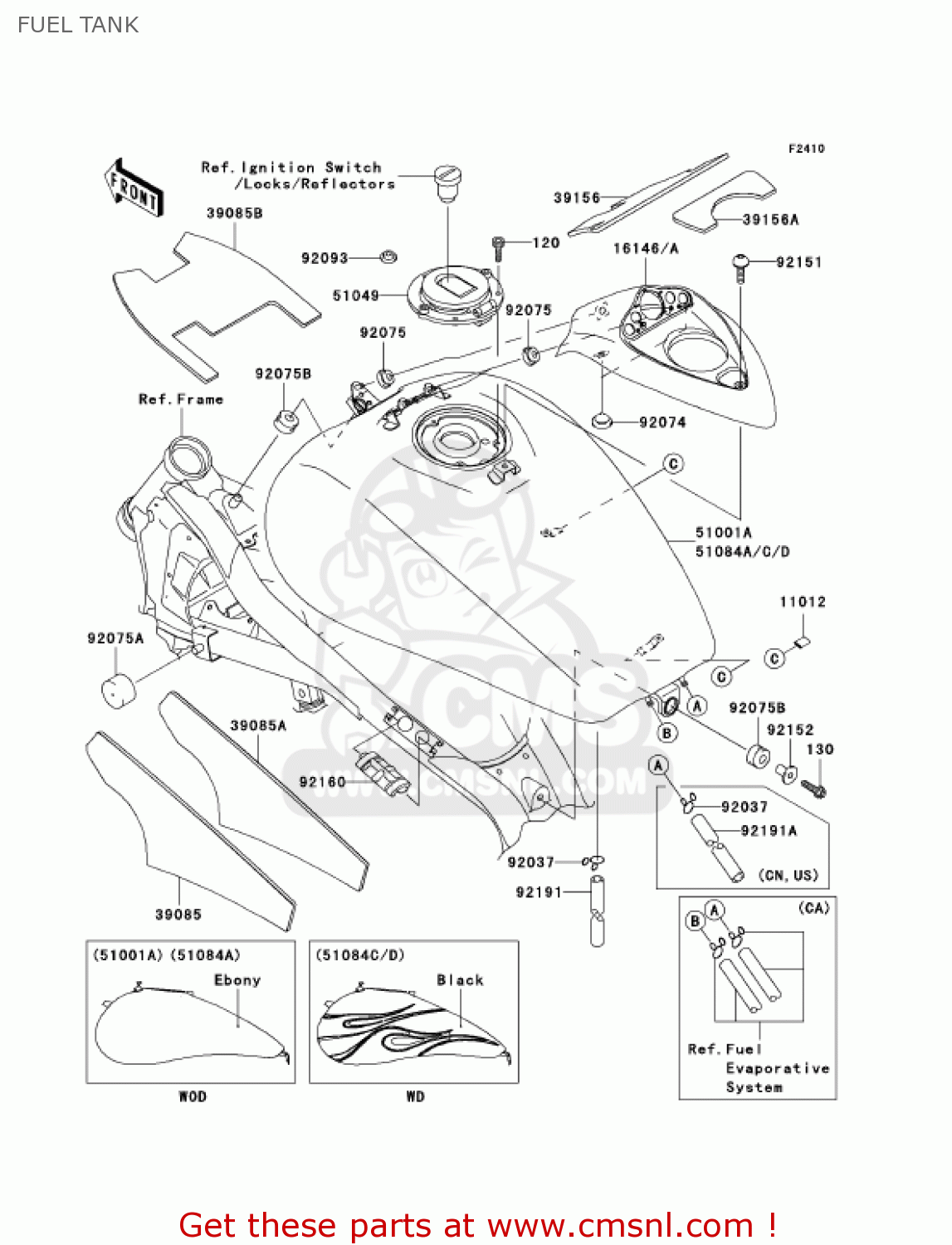 FUEL TANK VN1600B7F VULCAN 1600 MEANSTREAK 2007 USA CALIFORNIA CANADA