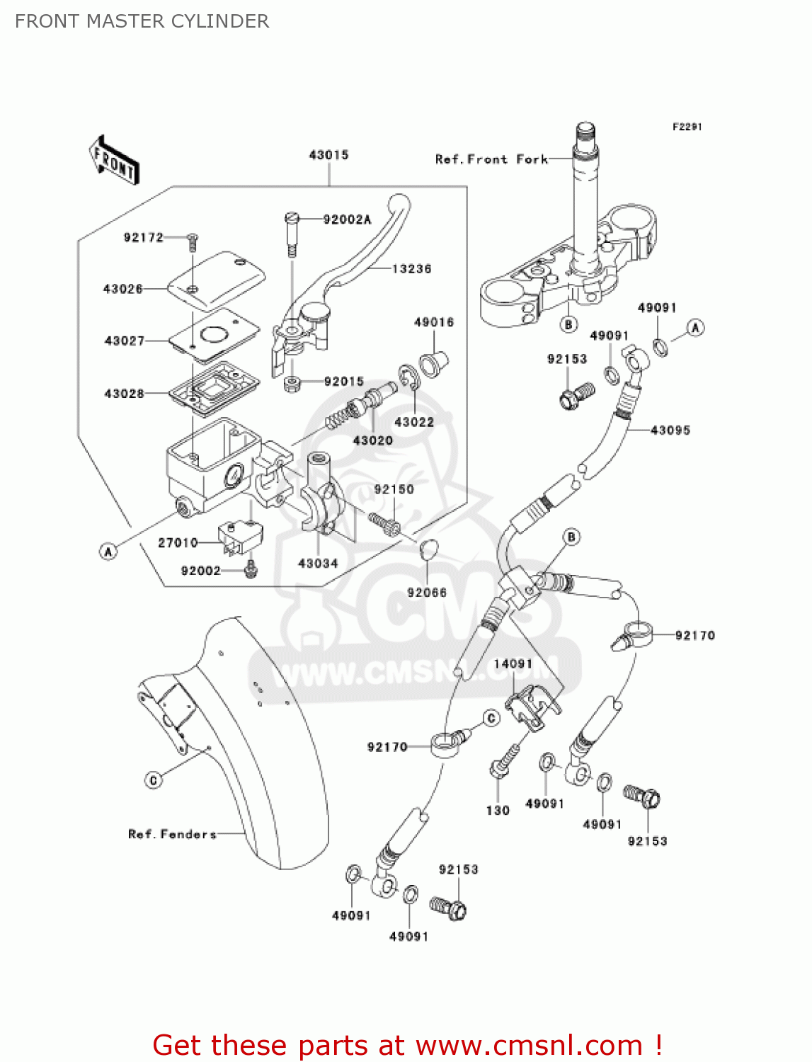 FRONT MASTER CYLINDER VN1600B7F VULCAN 1600 MEANSTREAK 2007 USA CALIFORNIA CANADA
