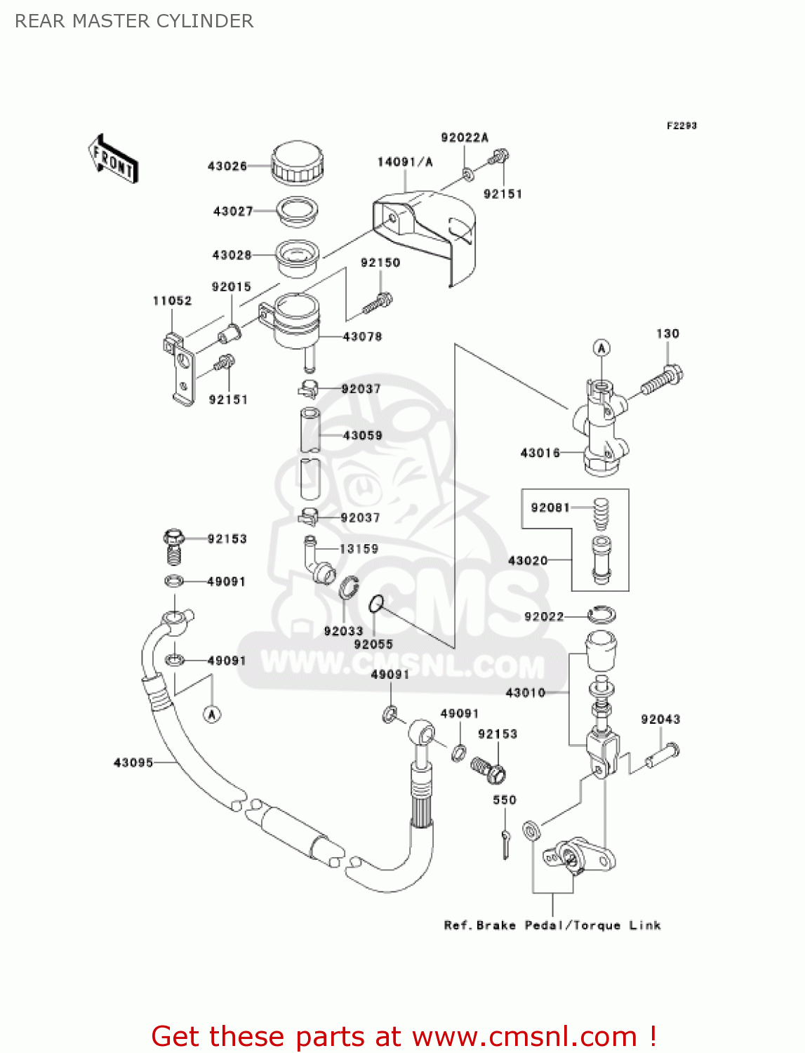 REAR MASTER CYLINDER VN1600B7F VULCAN 1600 MEANSTREAK 2007 USA CALIFORNIA CANADA