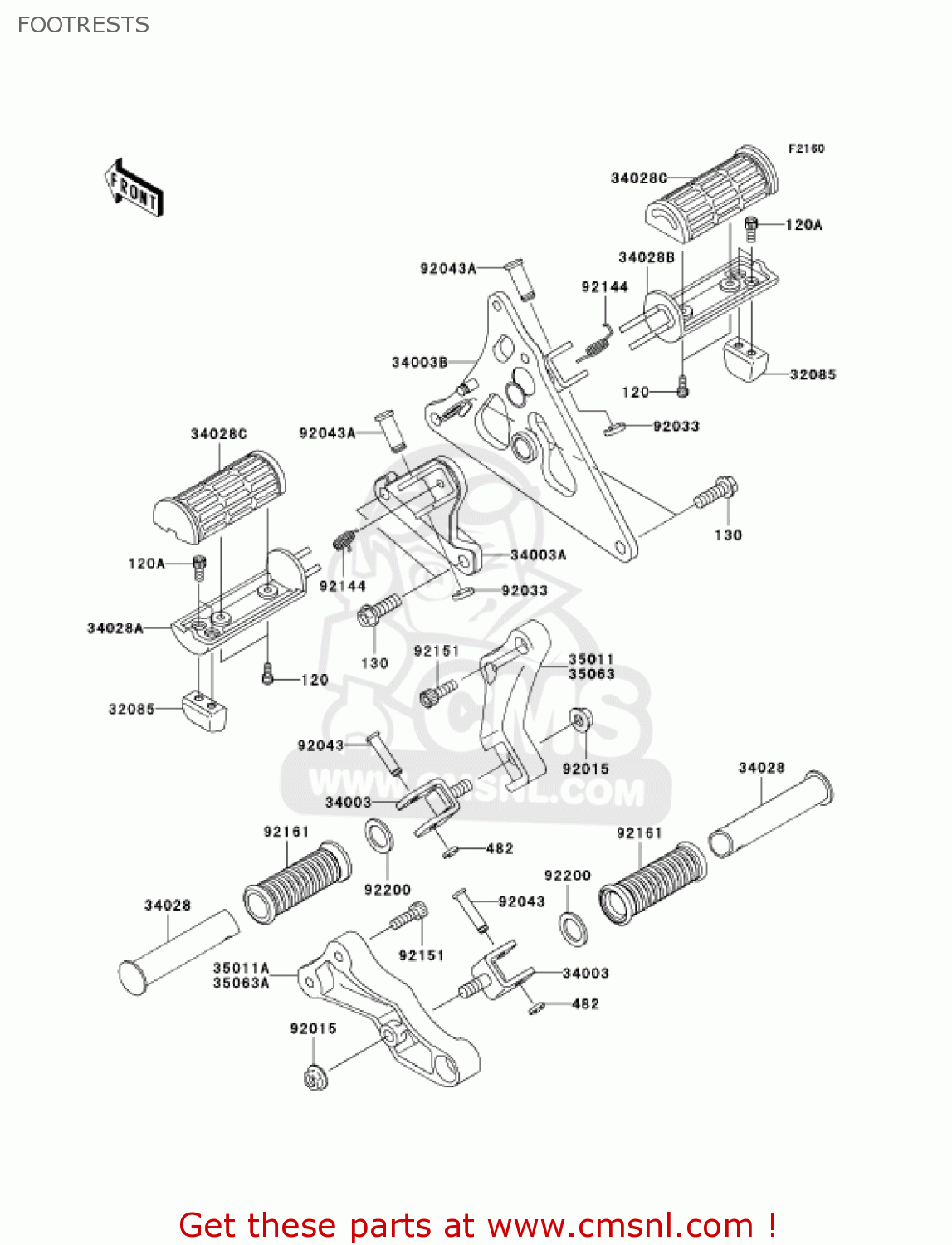 FOOTRESTS VN1600B7F VULCAN 1600 MEANSTREAK 2007 USA CALIFORNIA CANADA
