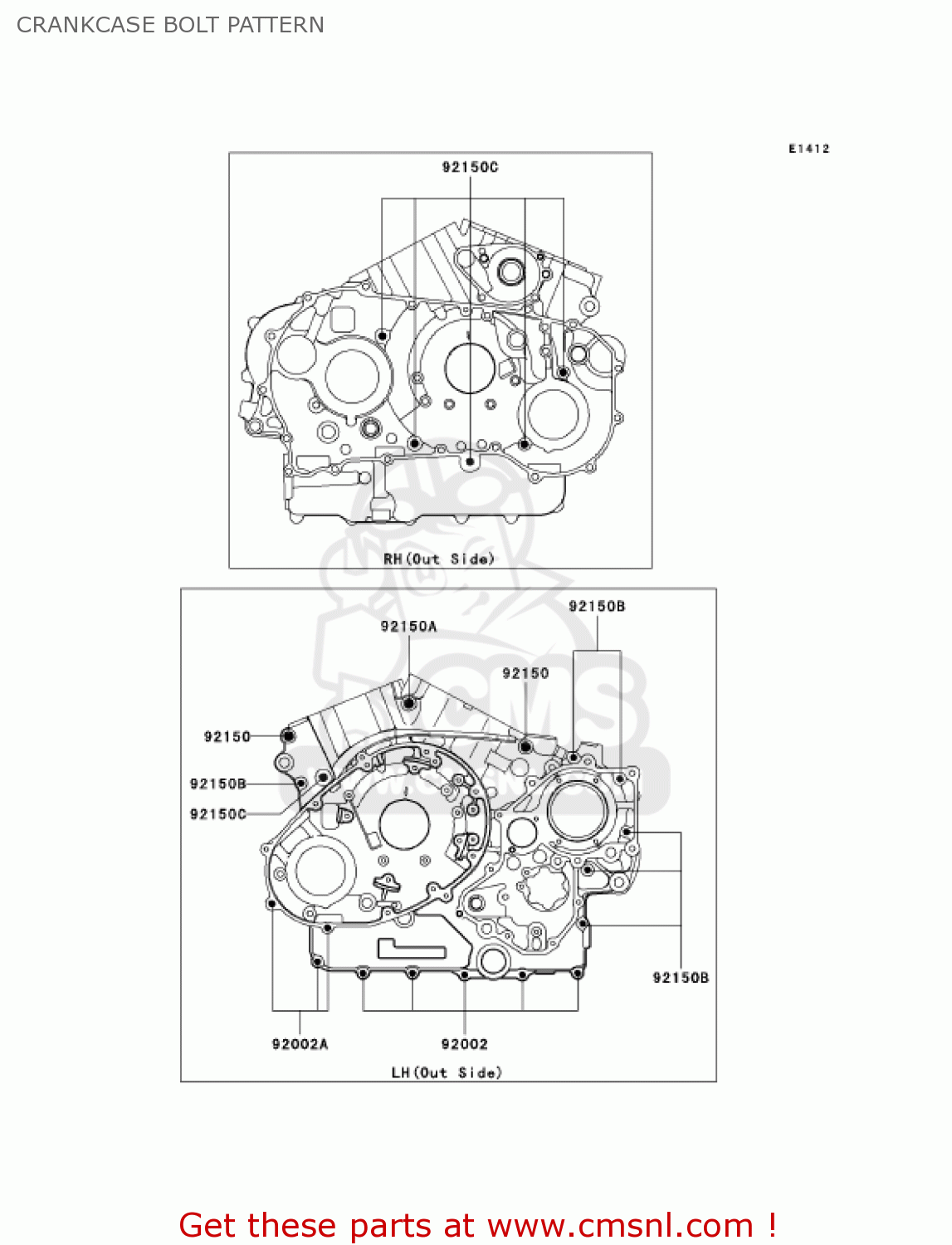 CRANKCASE BOLT PATTERN VN1600B7F VULCAN 1600 MEANSTREAK 2007 USA CALIFORNIA CANADA
