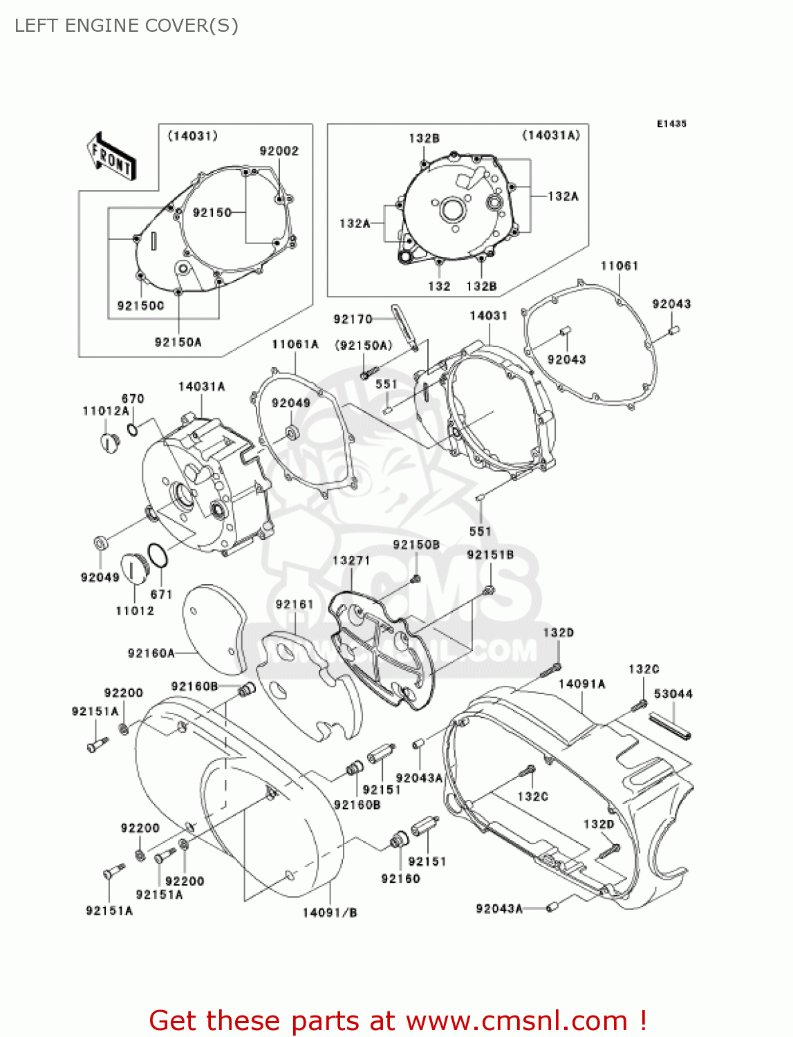 LEFT ENGINE COVER(S) VN1600B7F VULCAN 1600 MEANSTREAK 2007 USA CALIFORNIA CANADA