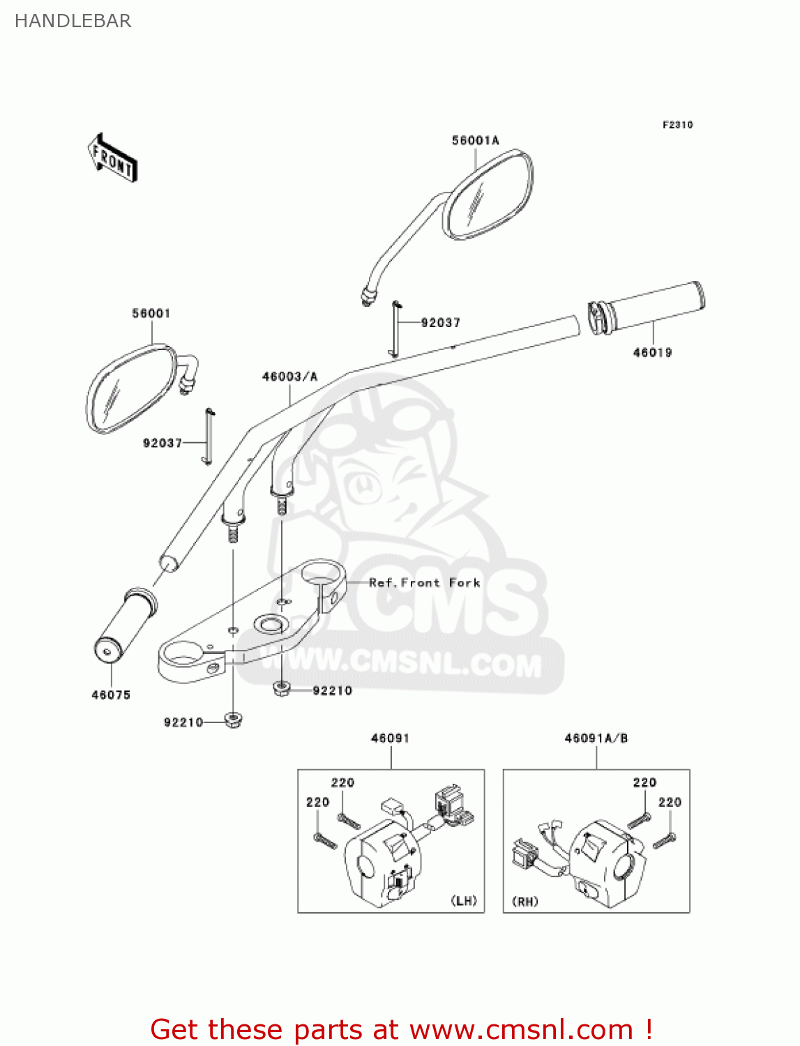 HANDLEBAR VN1600B7F VULCAN 1600 MEANSTREAK 2007 USA CALIFORNIA CANADA
