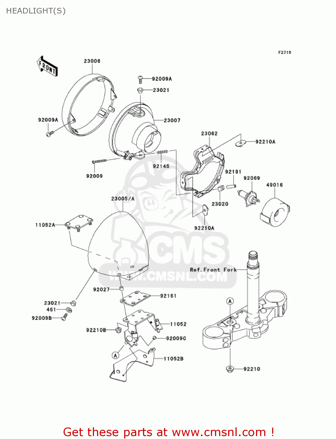 HEADLIGHT(S) VN1600B7F VULCAN 1600 MEANSTREAK 2007 USA CALIFORNIA CANADA