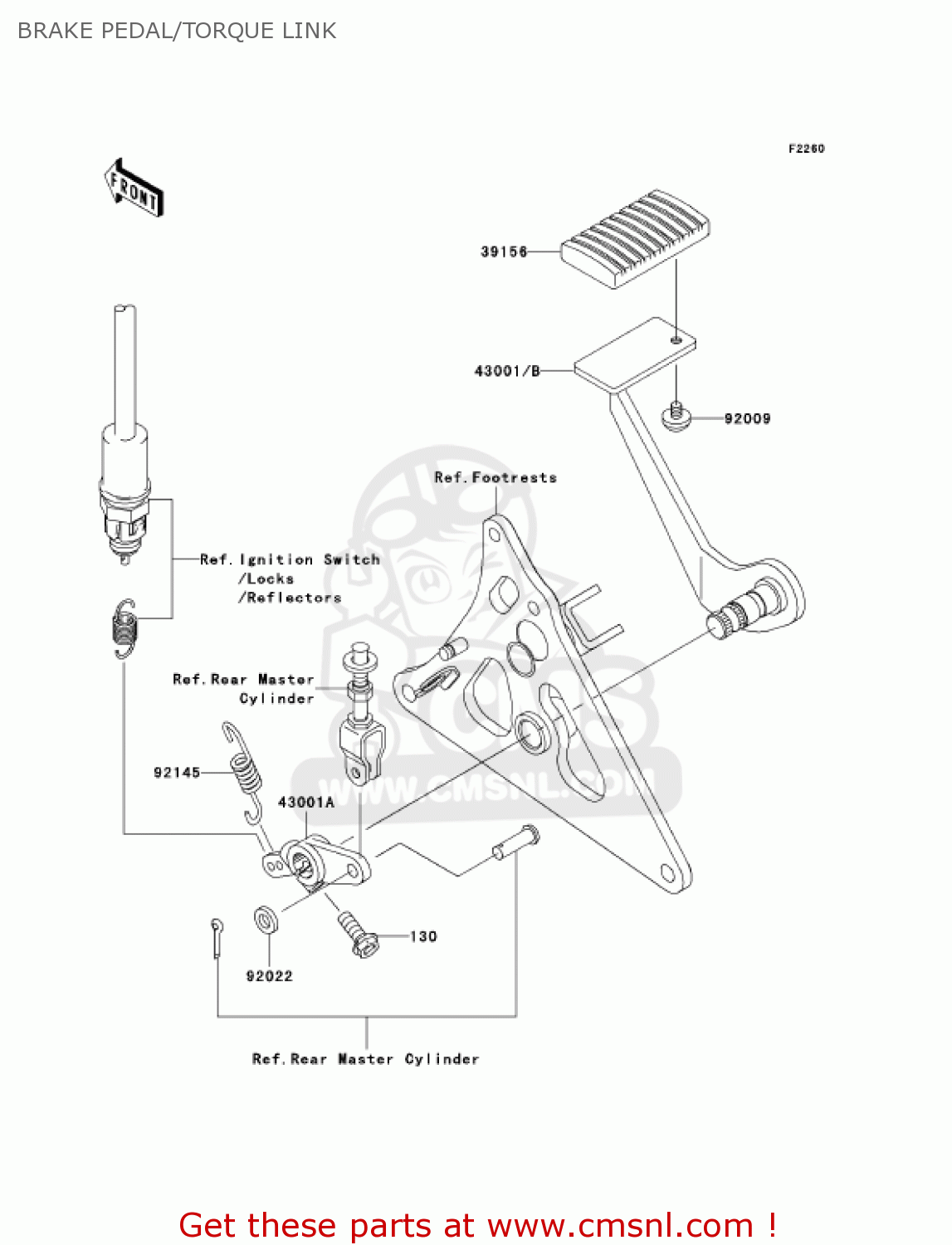 BRAKE PEDAL/TORQUE LINK VN1600B7F VULCAN 1600 MEANSTREAK 2007 USA CALIFORNIA CANADA