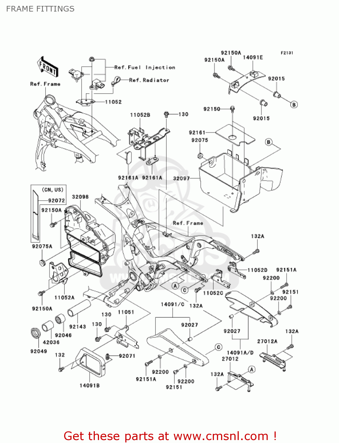 FRAME FITTINGS VN1600B7F VULCAN 1600 MEANSTREAK 2007 USA CALIFORNIA CANADA