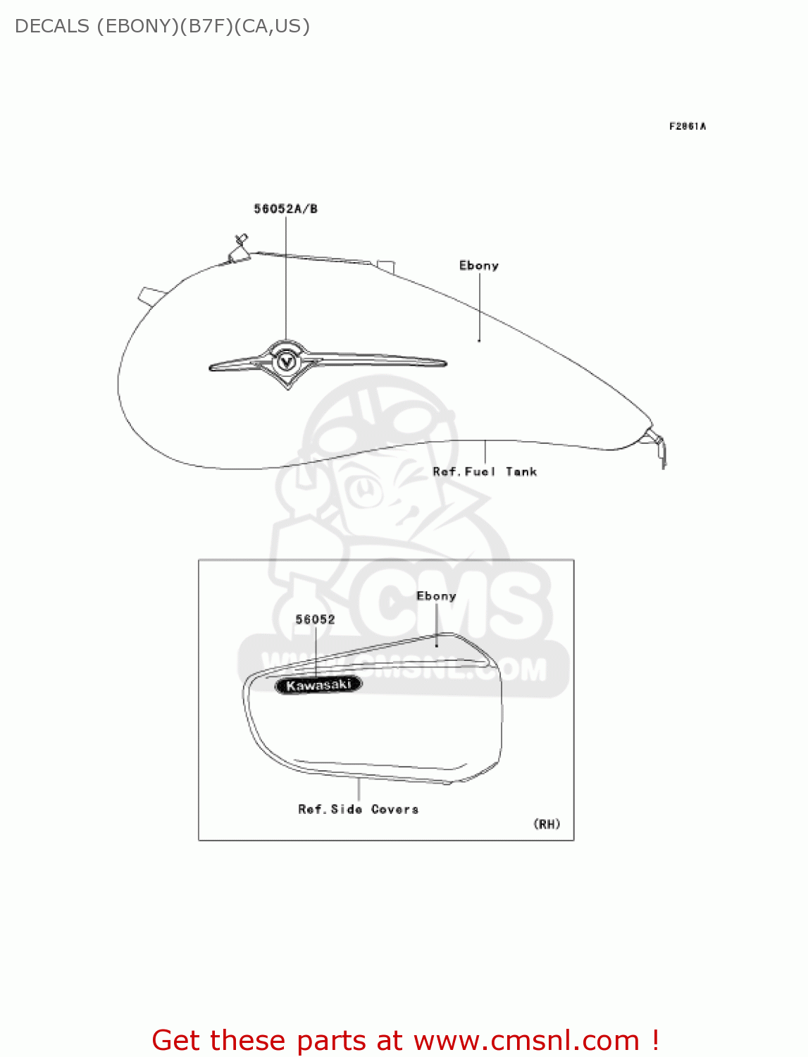 DECALS (EBONY)(B7F)(CA,US) VN1600B7F VULCAN 1600 MEANSTREAK 2007 USA CALIFORNIA CANADA