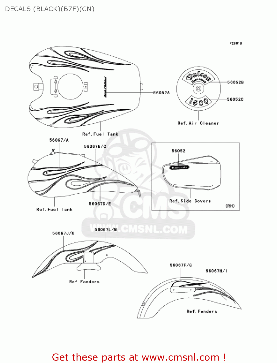 DECALS (BLACK)(B7F)(CN) VN1600B7F VULCAN 1600 MEANSTREAK 2007 USA CALIFORNIA CANADA
