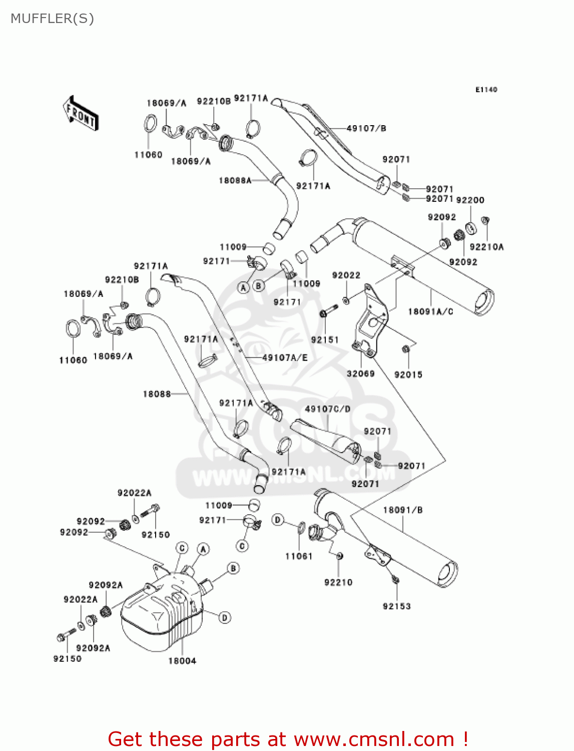 MUFFLER(S) VN1600B7FA VULCAN 1600 MEANSTREAK 2007 USA CALIFORNIA