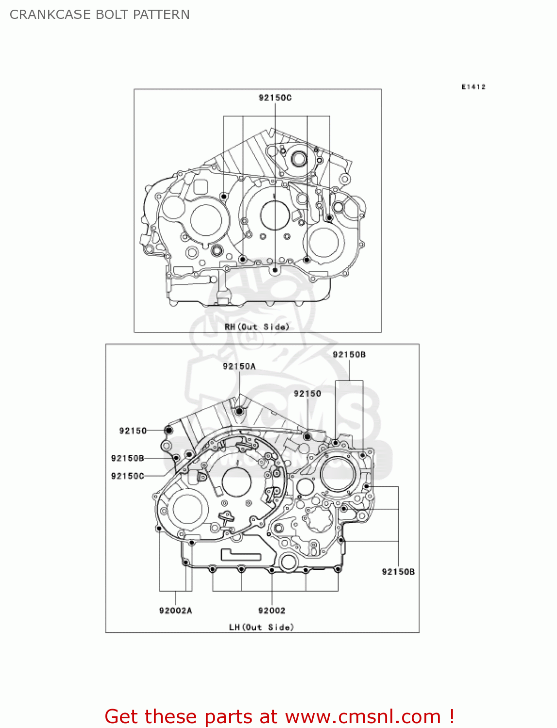 CRANKCASE BOLT PATTERN VN1600B7FA VULCAN 1600 MEANSTREAK 2007 USA CALIFORNIA