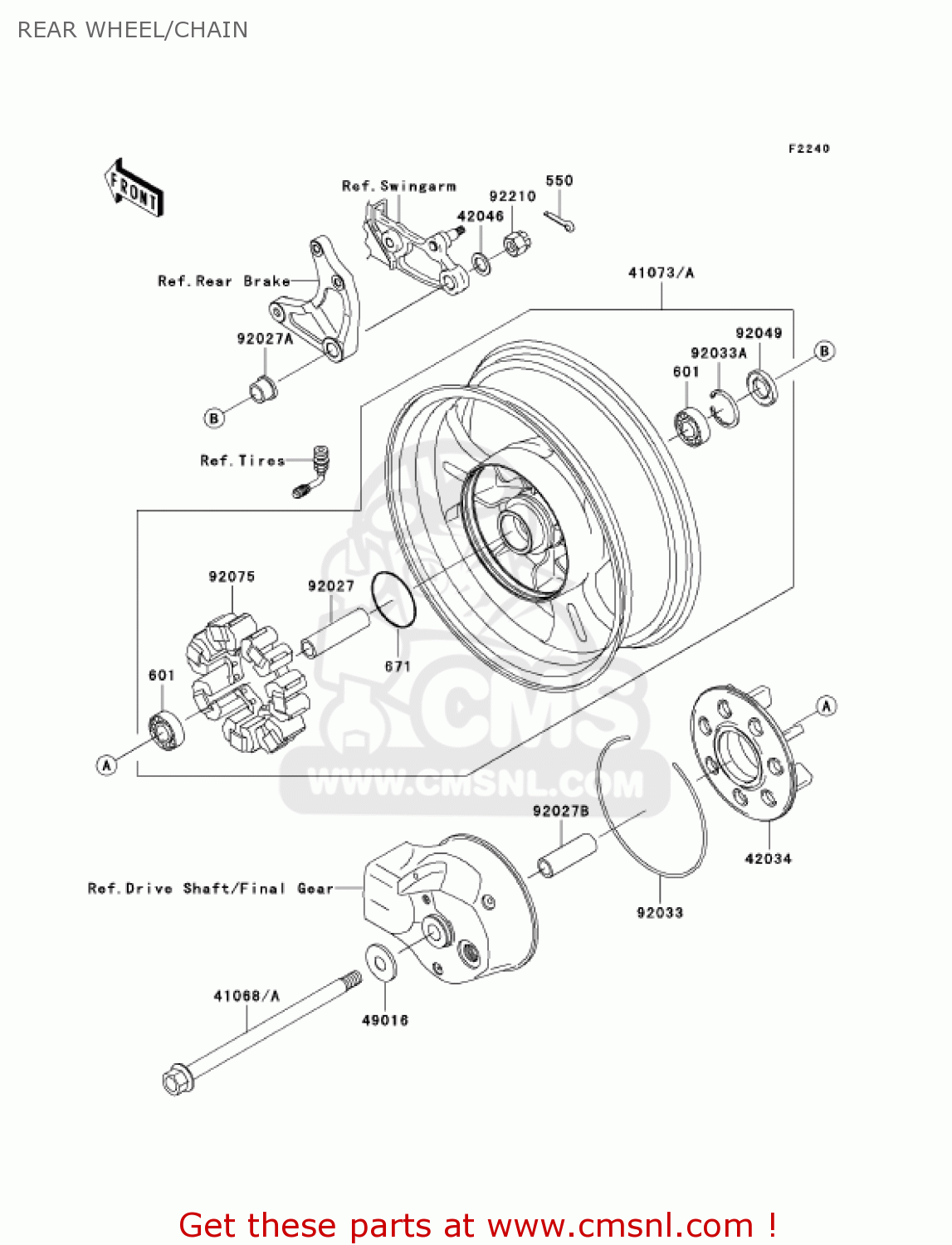 REAR WHEEL/CHAIN VN1600B7FA VULCAN 1600 MEANSTREAK 2007 USA CALIFORNIA