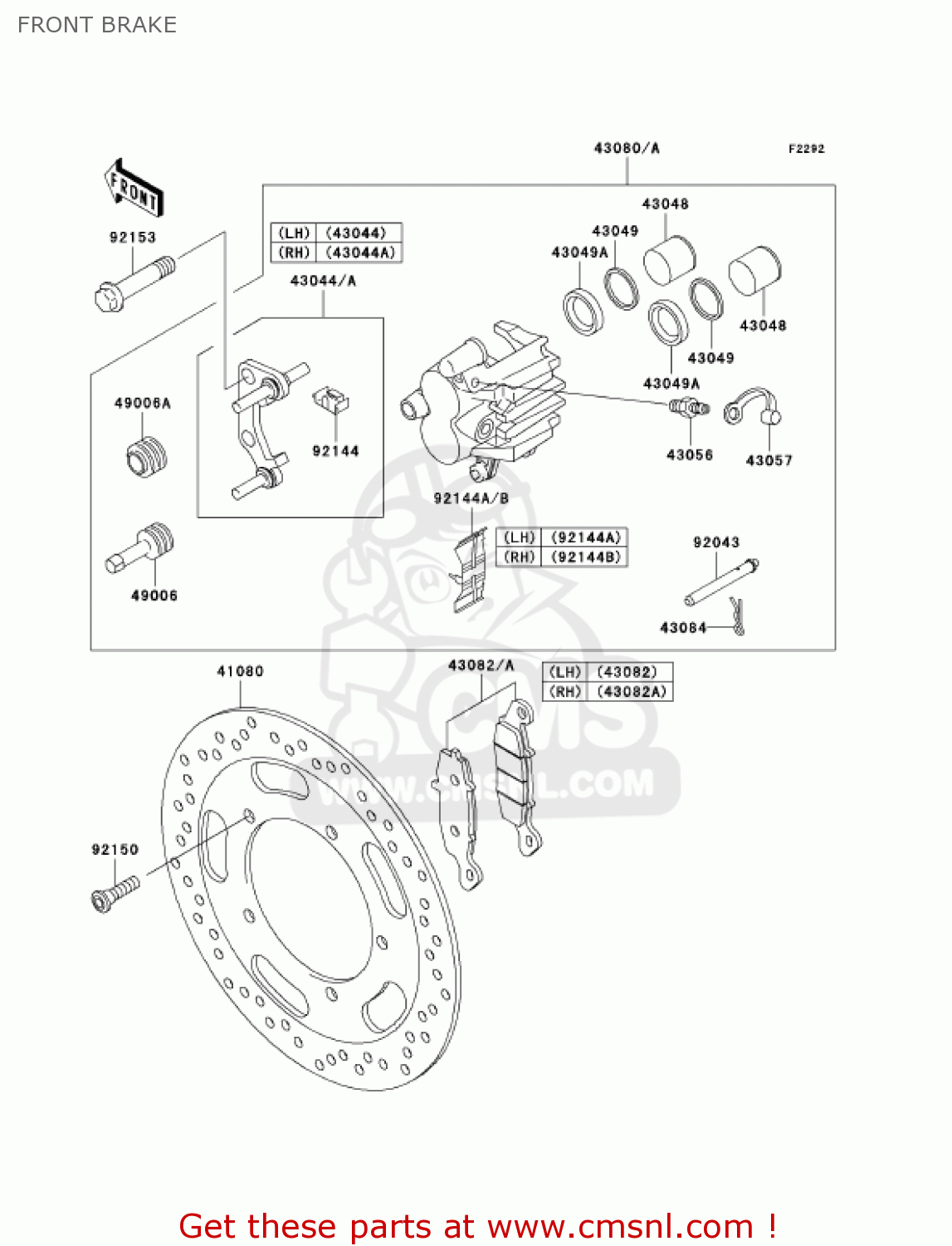 FRONT BRAKE VN1600D1 VULCAN 1600 NOMAD 2005 USA CALIFORNIA CANADA