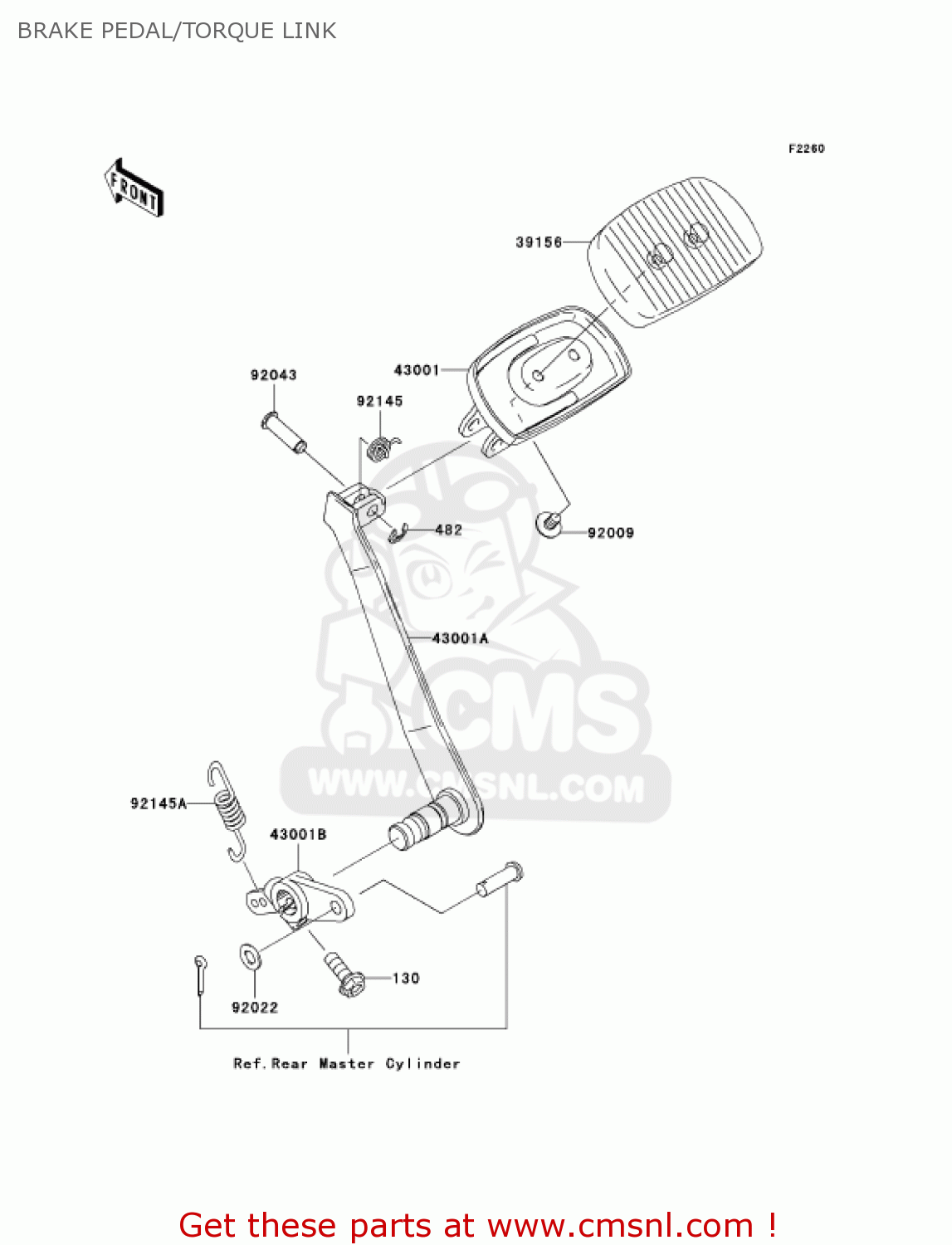 BRAKE PEDAL/TORQUE LINK VN1600D1 VULCAN 1600 NOMAD 2005 USA CALIFORNIA CANADA