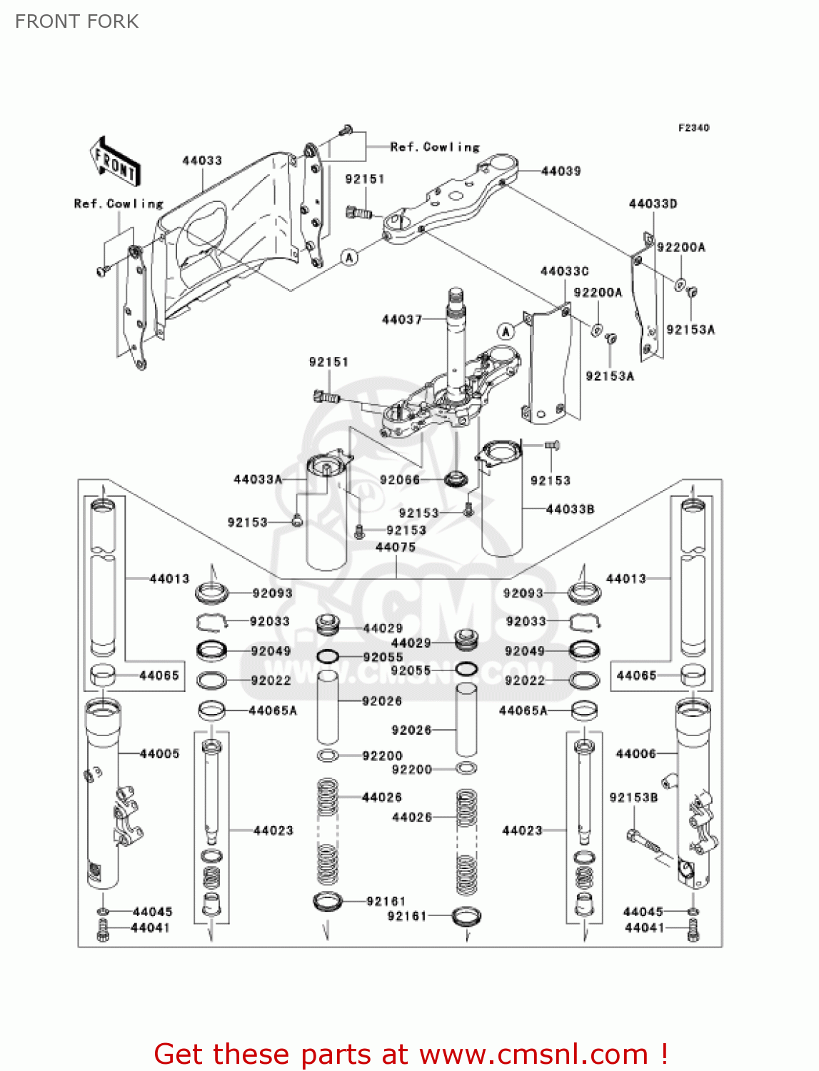 FRONT FORK VN1600D1 VULCAN 1600 NOMAD 2005 USA CALIFORNIA CANADA