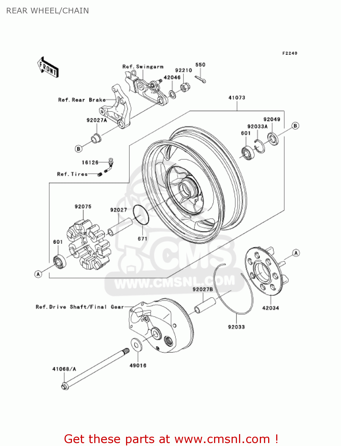 REAR WHEEL/CHAIN VN1600D6F VULCAN 1600 NOMAD 2006 USA CALIFORNIA CANADA