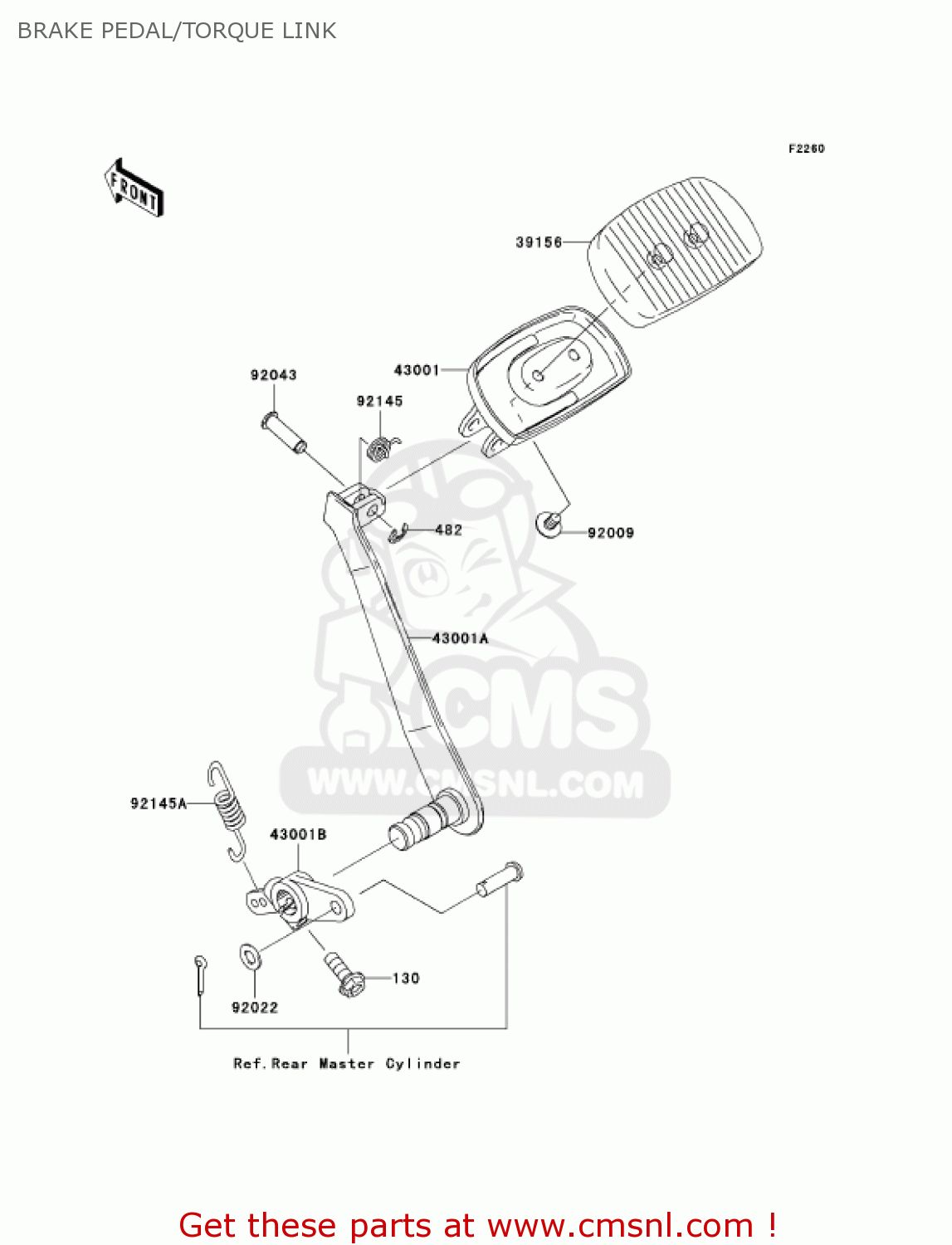 BRAKE PEDAL/TORQUE LINK VN1600D6F VULCAN 1600 NOMAD 2006 USA CALIFORNIA CANADA