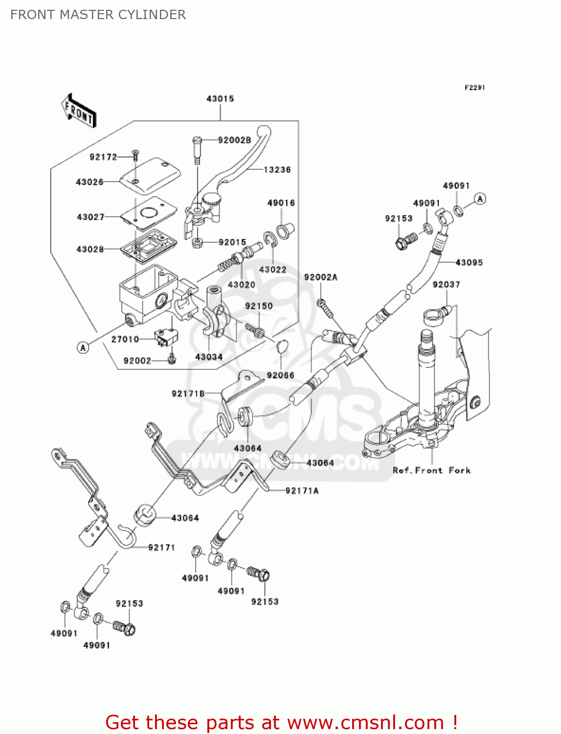 FRONT MASTER CYLINDER VN1600D6F VULCAN 1600 NOMAD 2006 USA CALIFORNIA CANADA