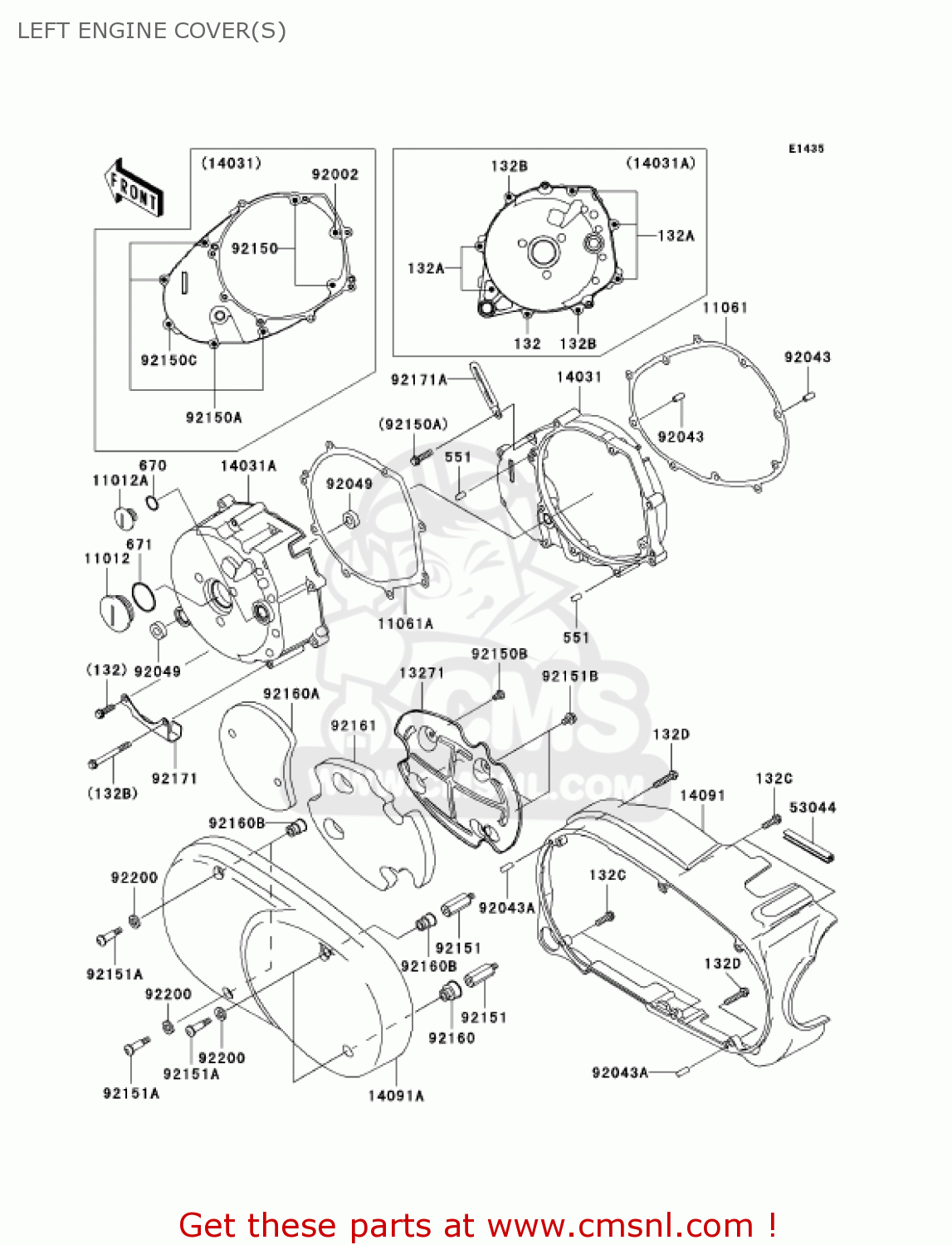 LEFT ENGINE COVER(S) VN1600D6F VULCAN 1600 NOMAD 2006 USA CALIFORNIA CANADA