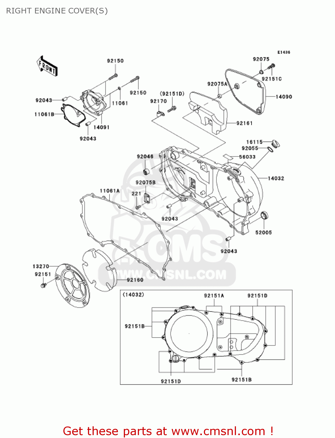 RIGHT ENGINE COVER(S) VN1600D6F VULCAN 1600 NOMAD 2006 USA CALIFORNIA CANADA