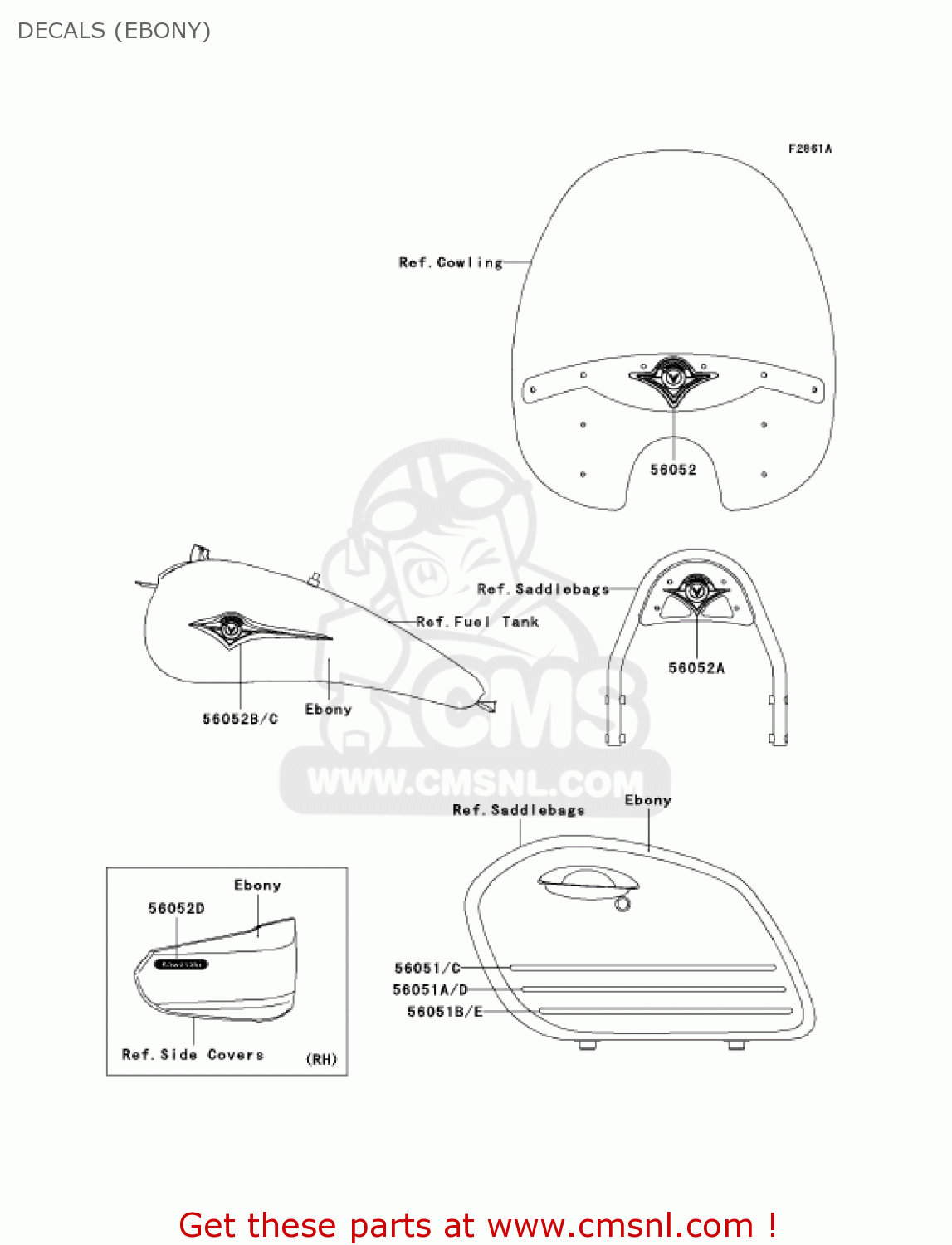 DECALS (EBONY) VN1600D7F VULCAN 1600 NOMAD 2007 USA CALIFORNIA CANADA