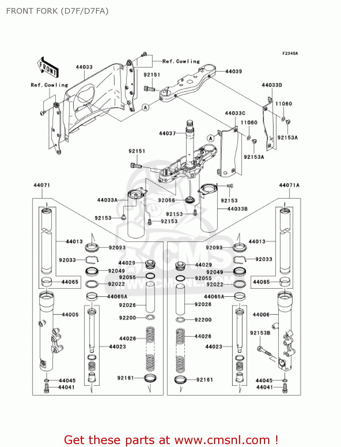 FRONT FORK (D7F/D7FA) VN1600D7F VULCAN 1600 NOMAD 2007 USA CALIFORNIA CANADA
