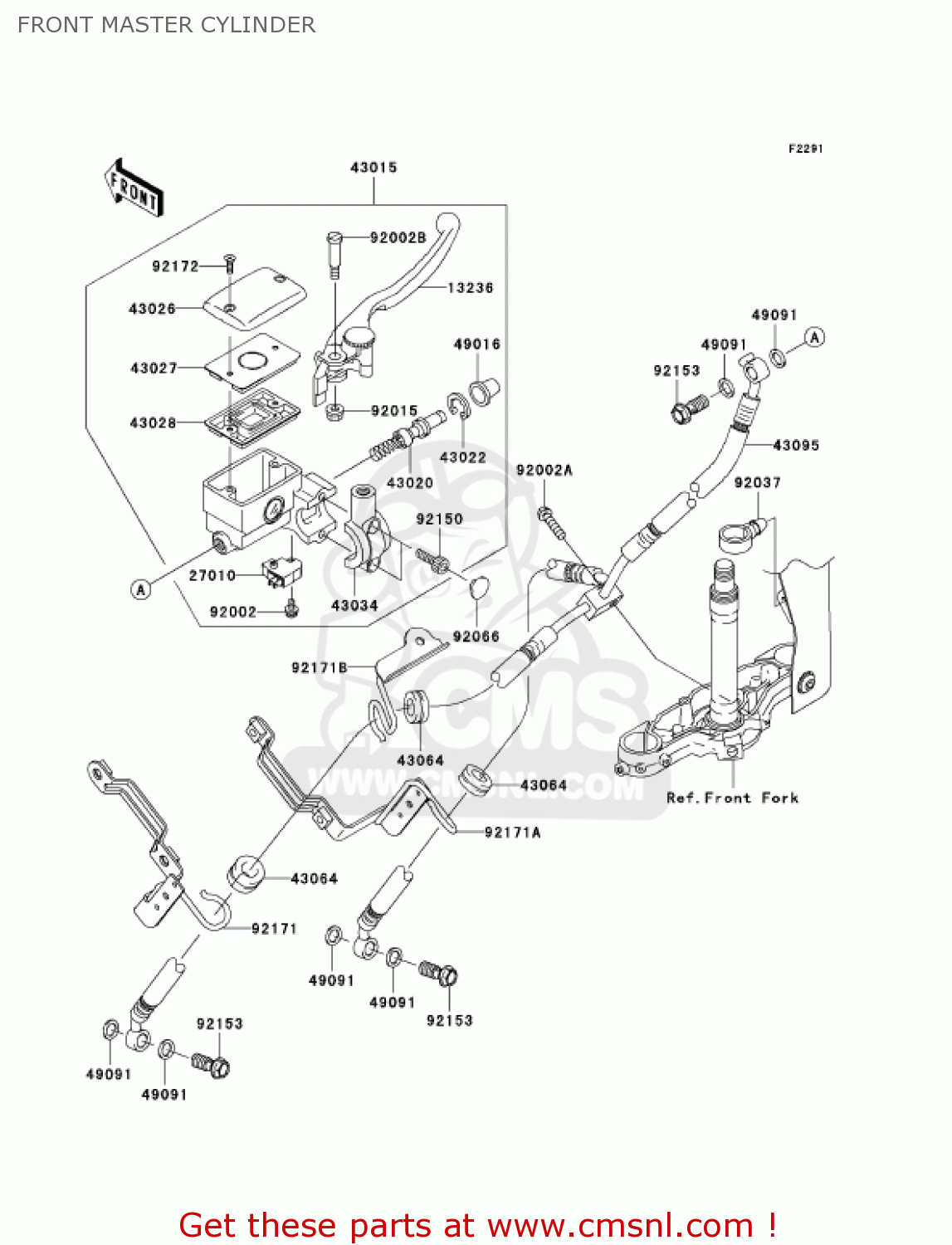 FRONT MASTER CYLINDER VN1600D7F VULCAN 1600 NOMAD 2007 USA CALIFORNIA CANADA