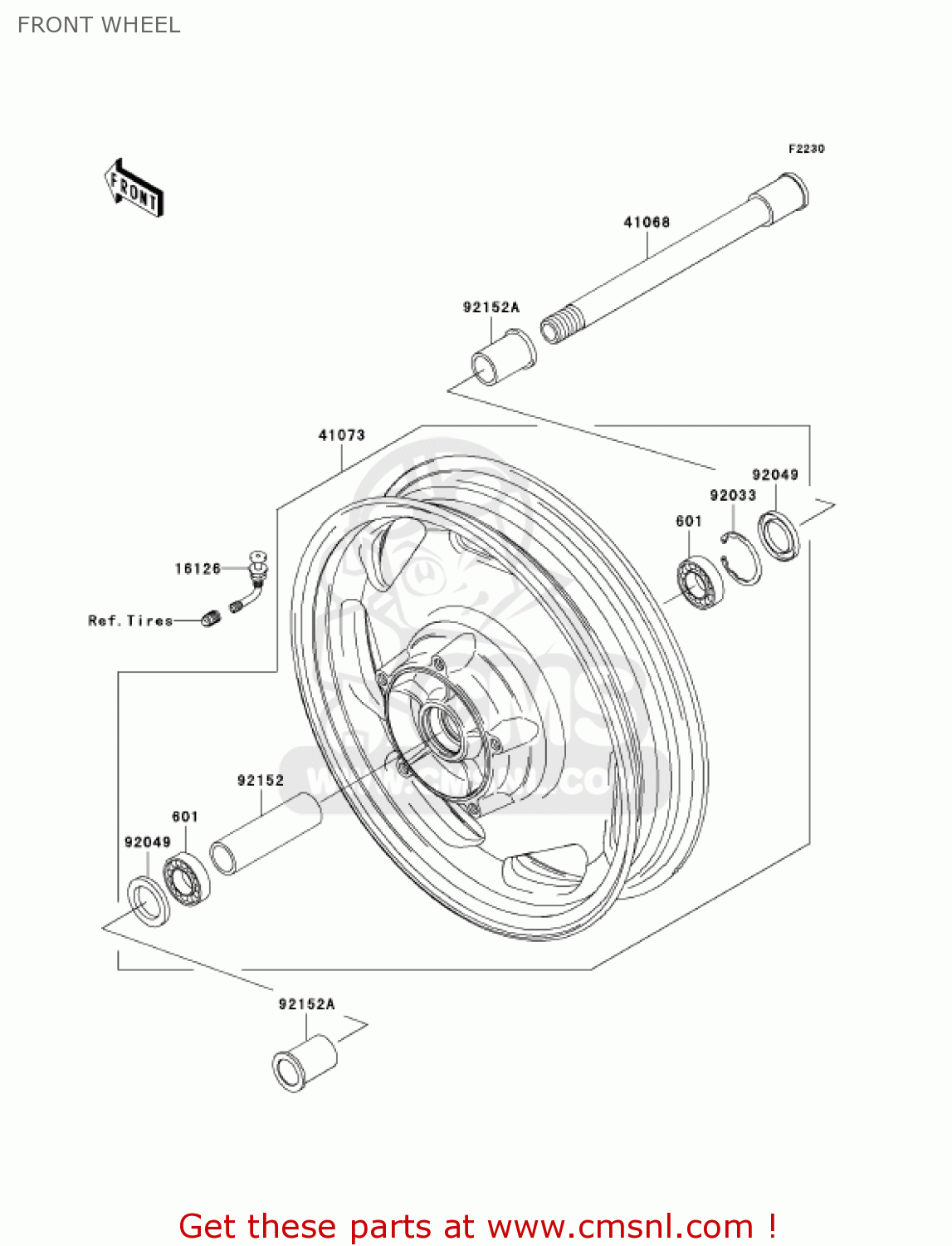 FRONT WHEEL VN1600D7F VULCAN 1600 NOMAD 2007 USA CALIFORNIA CANADA