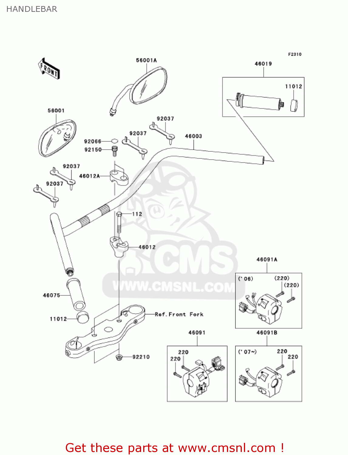 HANDLEBAR VN1600D7F VULCAN 1600 NOMAD 2007 USA CALIFORNIA CANADA